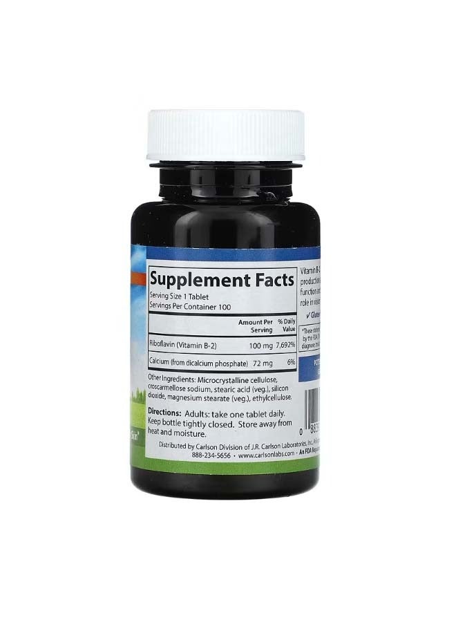 Carlson Vitamin B2 100 mg 100 Vegetarian Tablets - Image 2