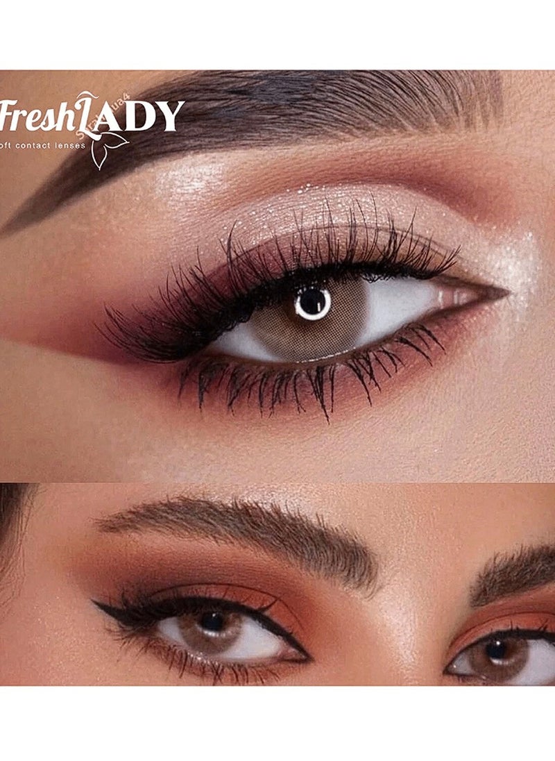 فريش ليدي - عدسات  لاصقة للعين رمادي مشمشي- استخدام لمدة عام - Image 1