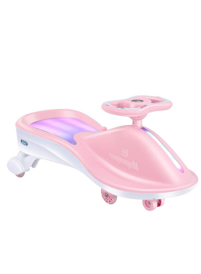 بيوينتي سيارة متأرجحة مجانية للأطفال، سيارة هزازة بإضاءة LED مع موسيقى للعب في الأماكن المغلقة والخارجية هدية للأطفال من سن 1 إلى 3 إلى 6 سنوات (وردي) - Image 1