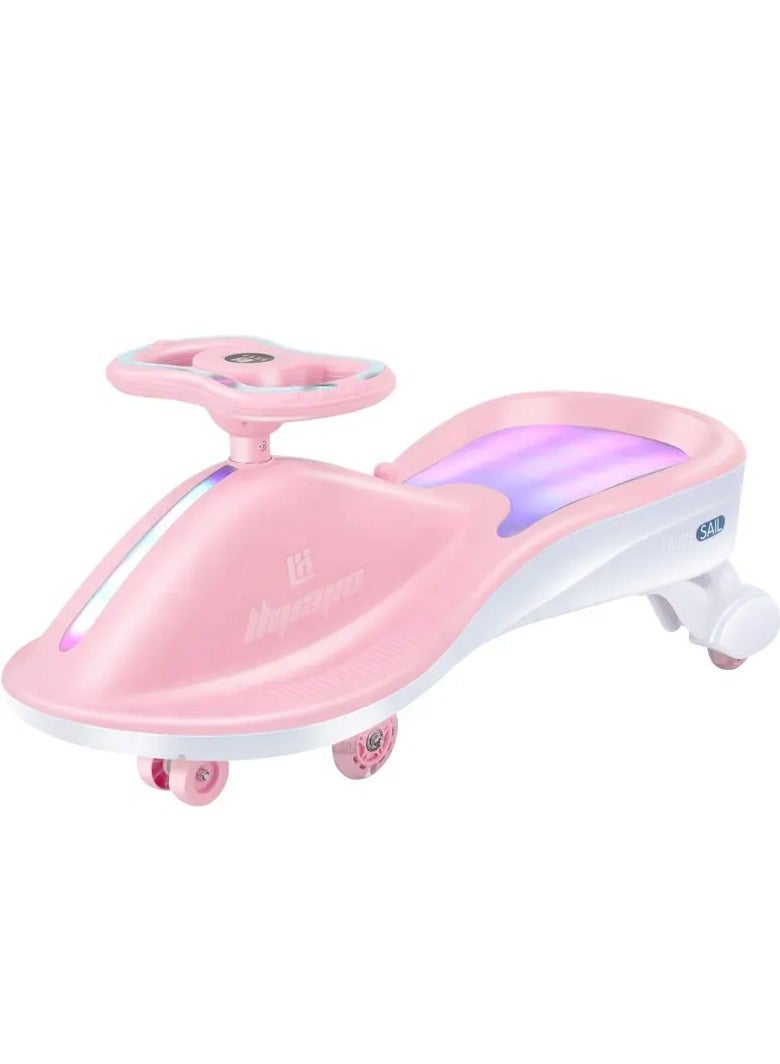 بيوينتي سيارة متأرجحة مجانية للأطفال، سيارة هزازة بإضاءة LED مع موسيقى للعب في الأماكن المغلقة والخارجية هدية للأطفال من سن 1 إلى 3 إلى 6 سنوات (وردي) - Image 2