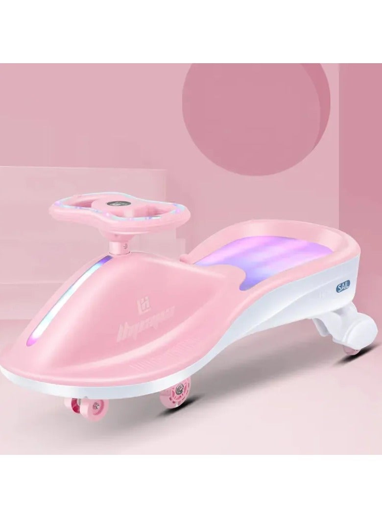 بيوينتي سيارة متأرجحة مجانية للأطفال، سيارة هزازة بإضاءة LED مع موسيقى للعب في الأماكن المغلقة والخارجية هدية للأطفال من سن 1 إلى 3 إلى 6 سنوات (وردي) - Image 3