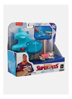 DC League of Super-Pets Super Launch Krypto Figure Invisible Jet Vehicle Set, Blue/Red