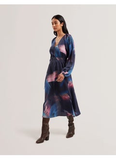Ted Baker Printed V-Neck Belted Dress  - Image 1
