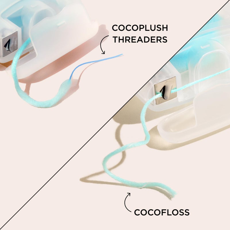 Cocofloss CocoPlush Threaders, Dental Floss for Implants, Bridges, and Braces, Mint, Waxed, Dentist-Designed Oral Care with Coconut Oil, 30 Per Pack - Image 2