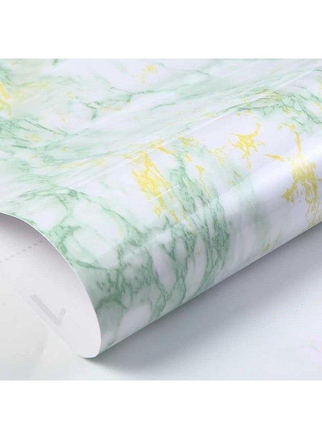 Wolpin Wall Stickers Marble Wallpaper Furniture (45 cm x 10 m) Kitchen, Cabinets, Almirah, Tabletop, Plastic Table, Wooden Table, Wardrobe, Renovation PVC DIY Self Adhesive, White and Green - Image 1