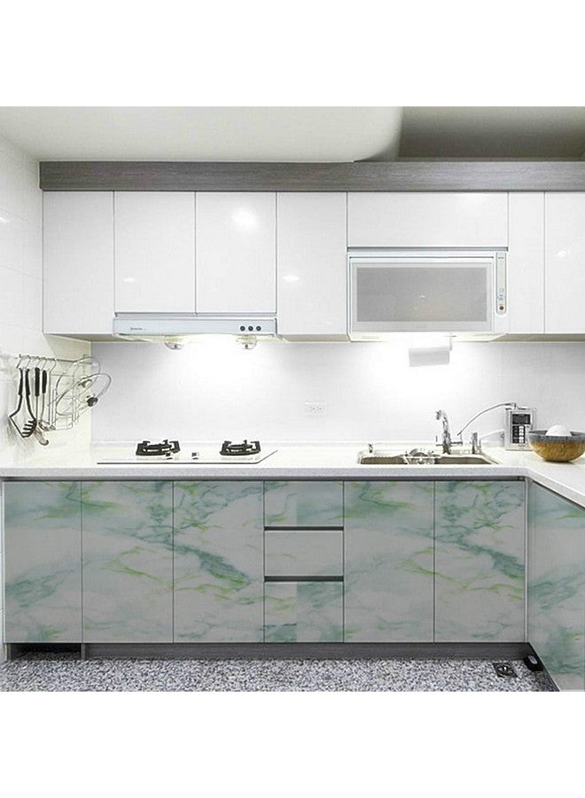 Wolpin Wall Stickers Marble Wallpaper Furniture (45 cm x 10 m) Kitchen, Cabinets, Almirah, Tabletop, Plastic Table, Wooden Table, Wardrobe, Renovation PVC DIY Self Adhesive, White and Green - Image 3