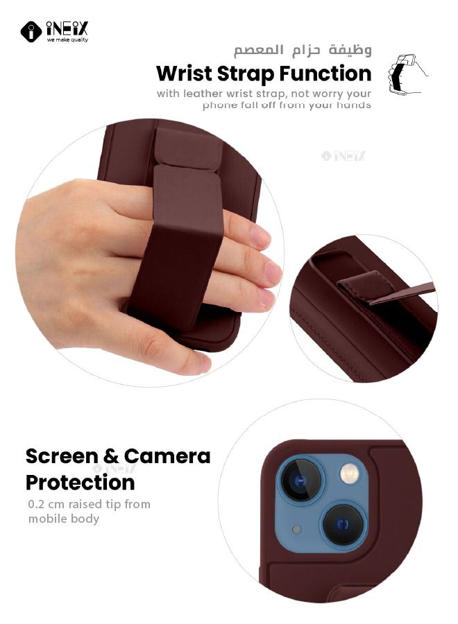 إينيكس جراب حماية 3 في 1 مغناطيسي ذو مسند للهاتف وسوار لأصابع اليد لهاتف  أبل آيفون 14 بلس بني - Image 5