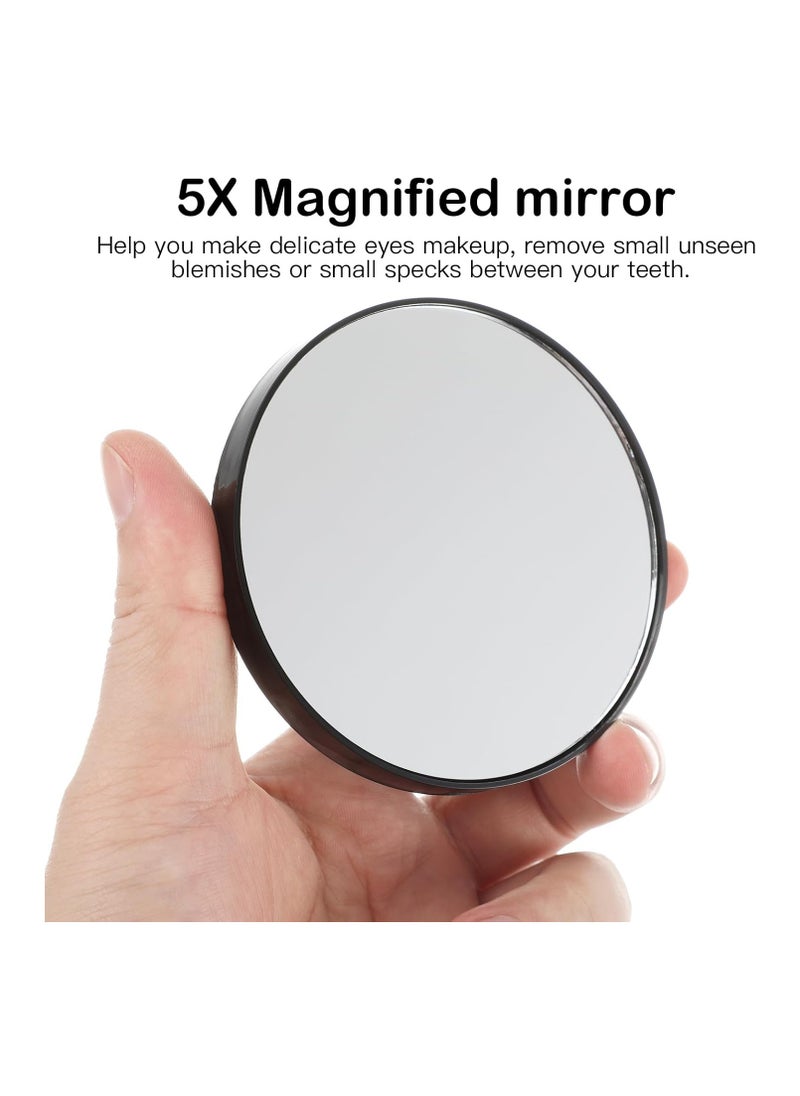 8.8cm 5X Magnifying Mirror Wall-mounted Small Round Compact Makeup Mirror Pocket Makeup Mirror Magnifying Bathroom Makeup Tools with 2 Suction Cups/Suction Cups Suitable for Home Bedroom, Can Pick Pimples, Squeeze Acne and Remove Blackheads (White)  - Image 2