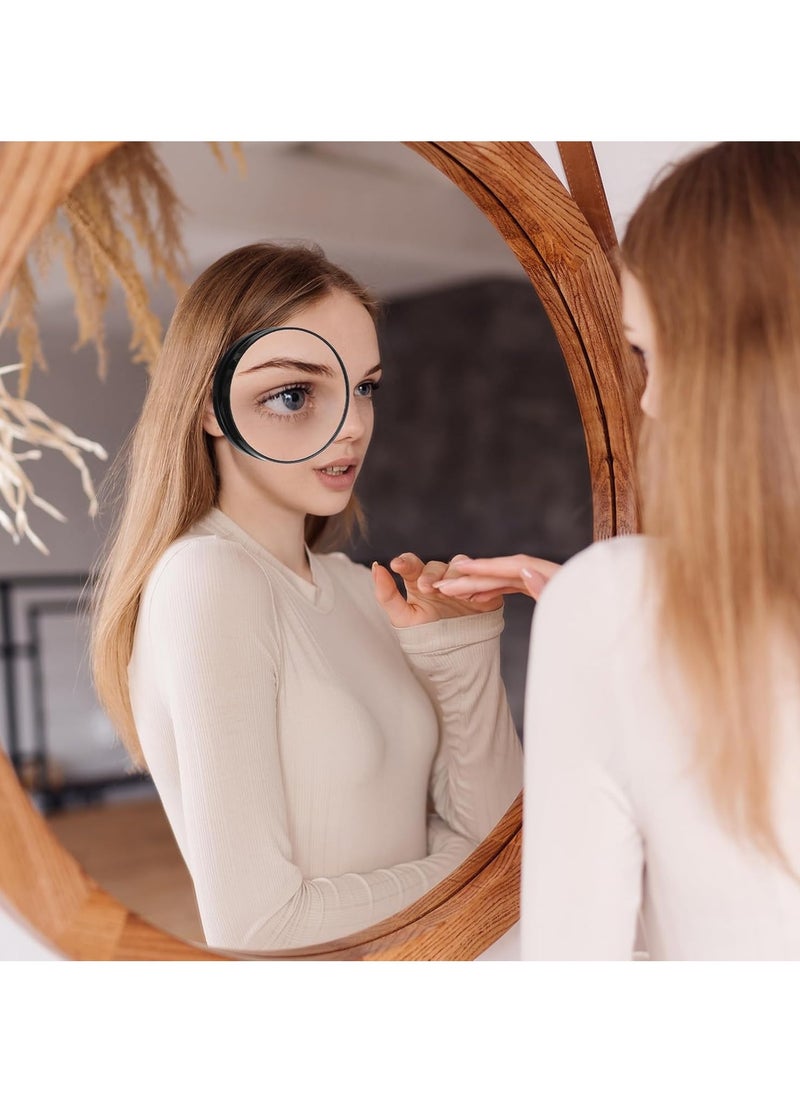 8.8cm 5X Magnifying Mirror Wall-mounted Small Round Compact Makeup Mirror Pocket Makeup Mirror Magnifying Bathroom Makeup Tools with 2 Suction Cups/Suction Cups Suitable for Home Bedroom, Can Pick Pimples, Squeeze Acne and Remove Blackheads (White)  - Image 4