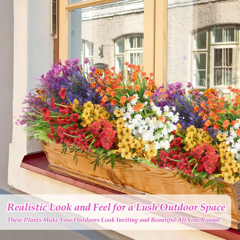 Dexpinzo 18 Bundles Artificial Flowers for Outdoors, UV Resistant Realistic Fake Spring Summer Flowers with Plastic Faux Lavender Plants for Outside Garden Patio Porch Window Box Hanging Planters Home Decor - Image 5