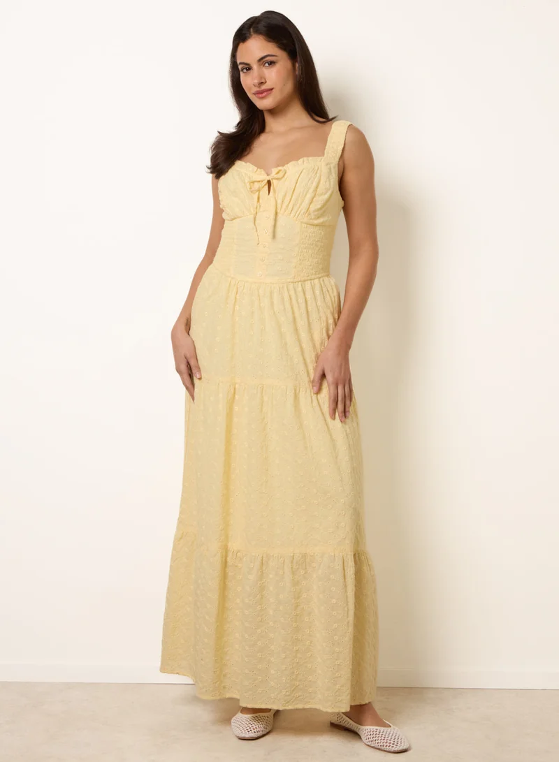 Blue Vanilla Broderie Button Down Maxi Dress