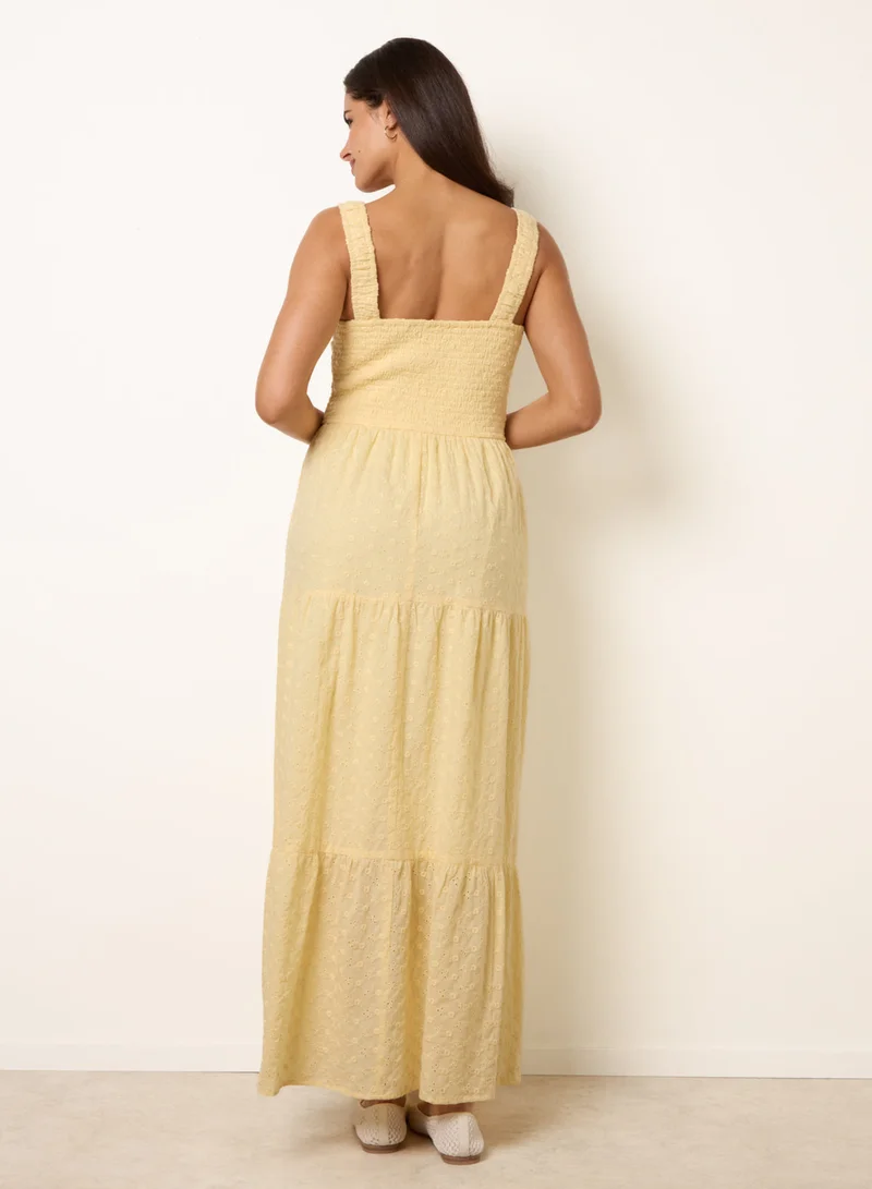 Blue Vanilla Broderie Button Down Maxi Dress