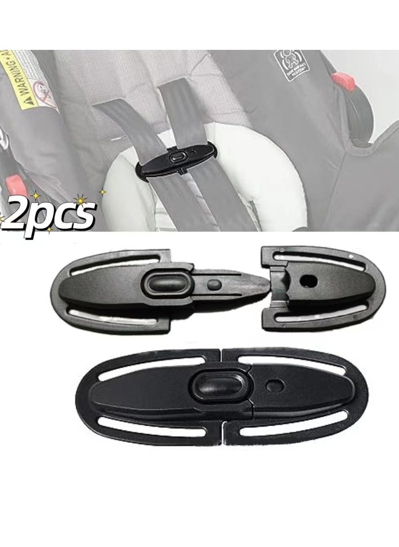 Generic 2pcs Child Seat Chest Harness Clip, Baby Seat Safety Belt Clip Buckle Universal Replacement for Kids Trend Adjustable Guard(Black)  - Image 1