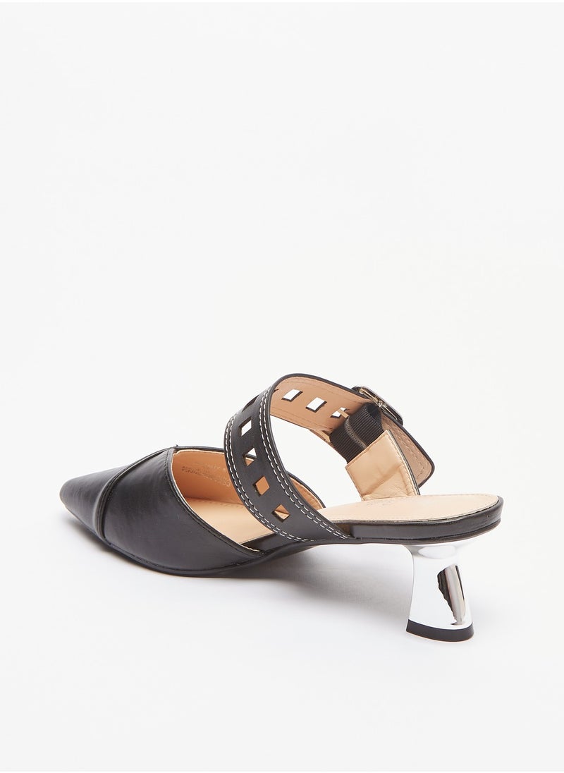 Flora Bella By Shoexpress - Womens Buckle Accented Slip On Mules with Block Heels - Image 1