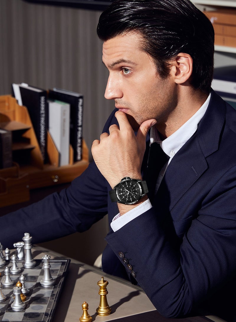 SAPPHERO Men's Silicone Waterproof Watch 5ATM Japanese Quartz Movement Stainless Steel Case Men's Watch Date Design Sport Casual Business Best Gift for Men - Image 3