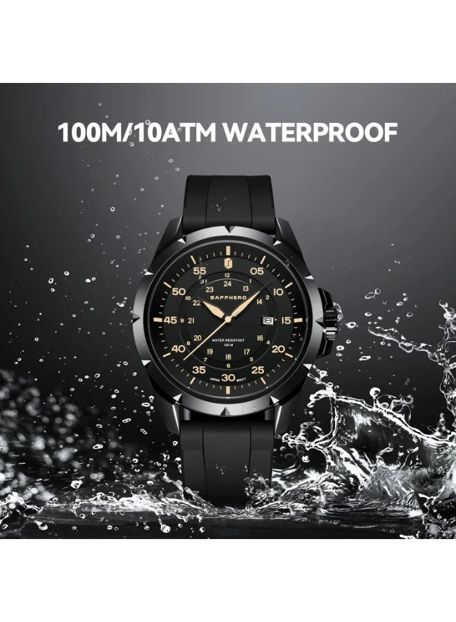 Sapphero  SAPPHERO Men's Silicone Waterproof Watch 5ATM Japanese Quartz Movement Stainless Steel Case Men's Watch Date Design Sport Casual Business Best Gift for Men for Men | Best Price UAE