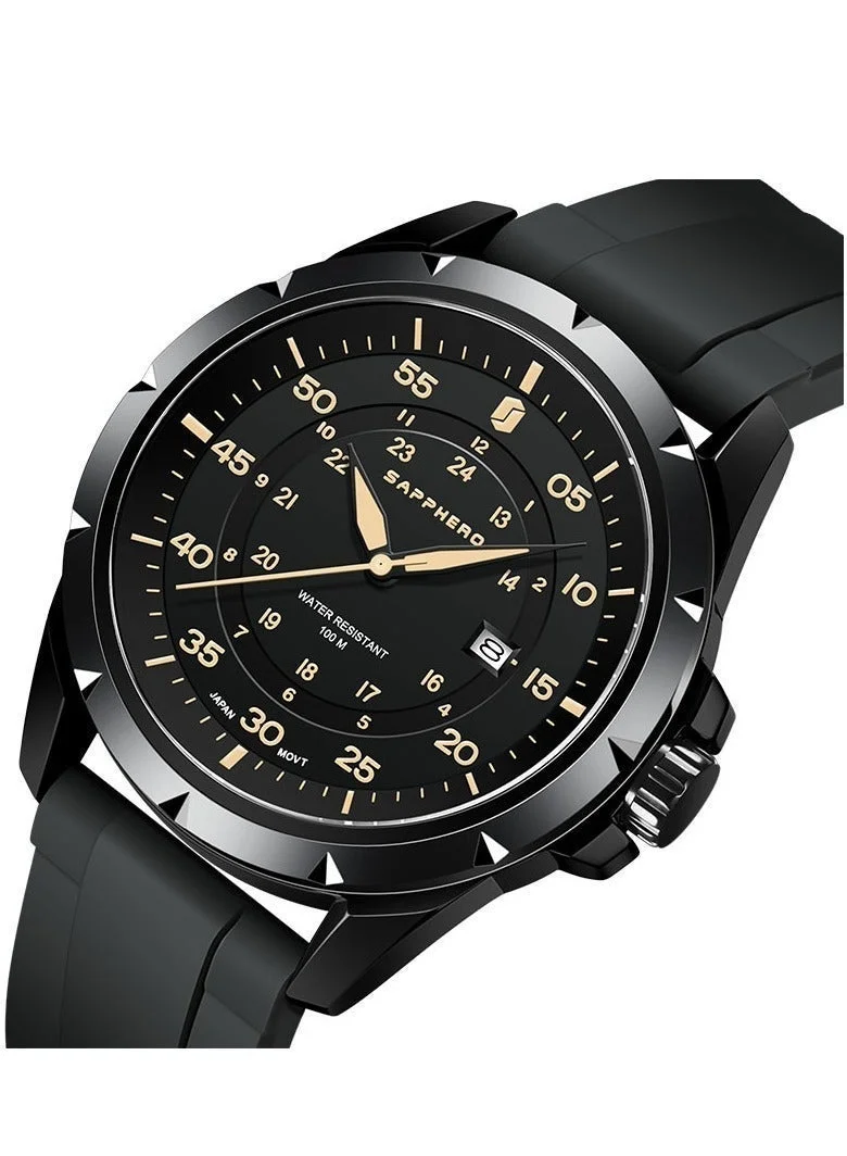 Sapphero  SAPPHERO Men's Silicone Waterproof Watch 5ATM Japanese Quartz Movement Stainless Steel Case Men's Watch Date Design Sport Casual Business Best Gift for Men for Men | Best Price UAE