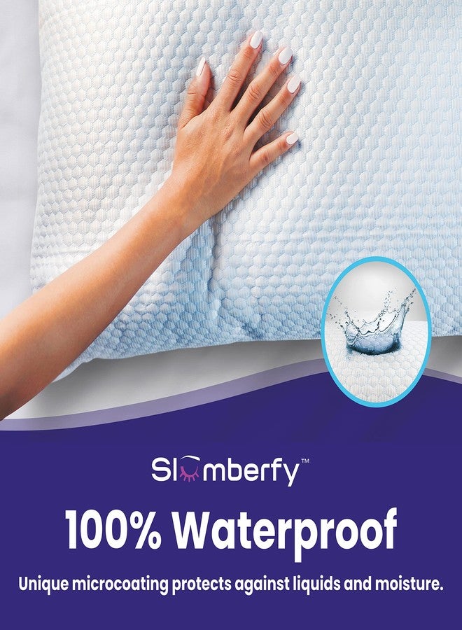 Slumberfy Queen Size Waterproof Cooling Pillow Protector by Slumberfy - Premium Skin-Safe Cover with Zipper Closure - Natural Fabric with ArcticTex Cooling Technology, Noiseless Pillowcase: 20x30 in - Image 4