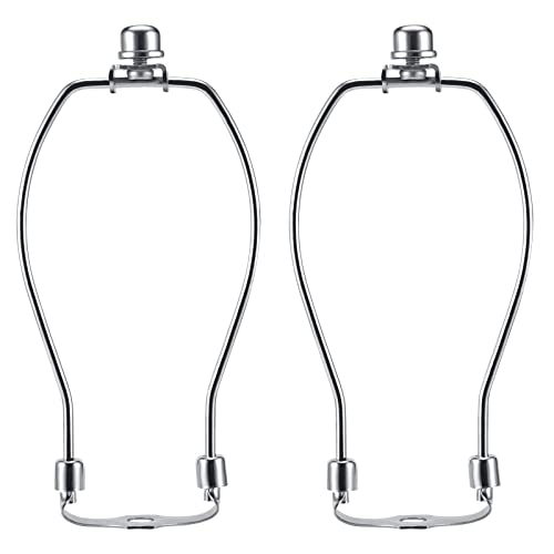 saangseon 8 Inch Nickel Lamp Harp Holder Kits with Finials and Detachable Saddle Bases, Light Duty, Saangseon Set of 2 DIY Lighting Accessories Horn Frame Lampshade Brackets - Image 1