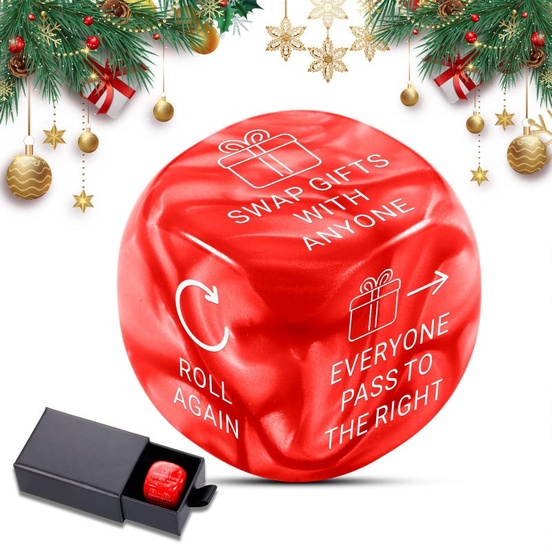Perleddom Christmas Games Dice for Women Men Santa Swap Gift Exchange Dice Exchange Dice Games for Adults Christmas Stocking Stuffers White Elephant Gifts Santa Swap Dice Game for Family Party Gag Gift - Image 3