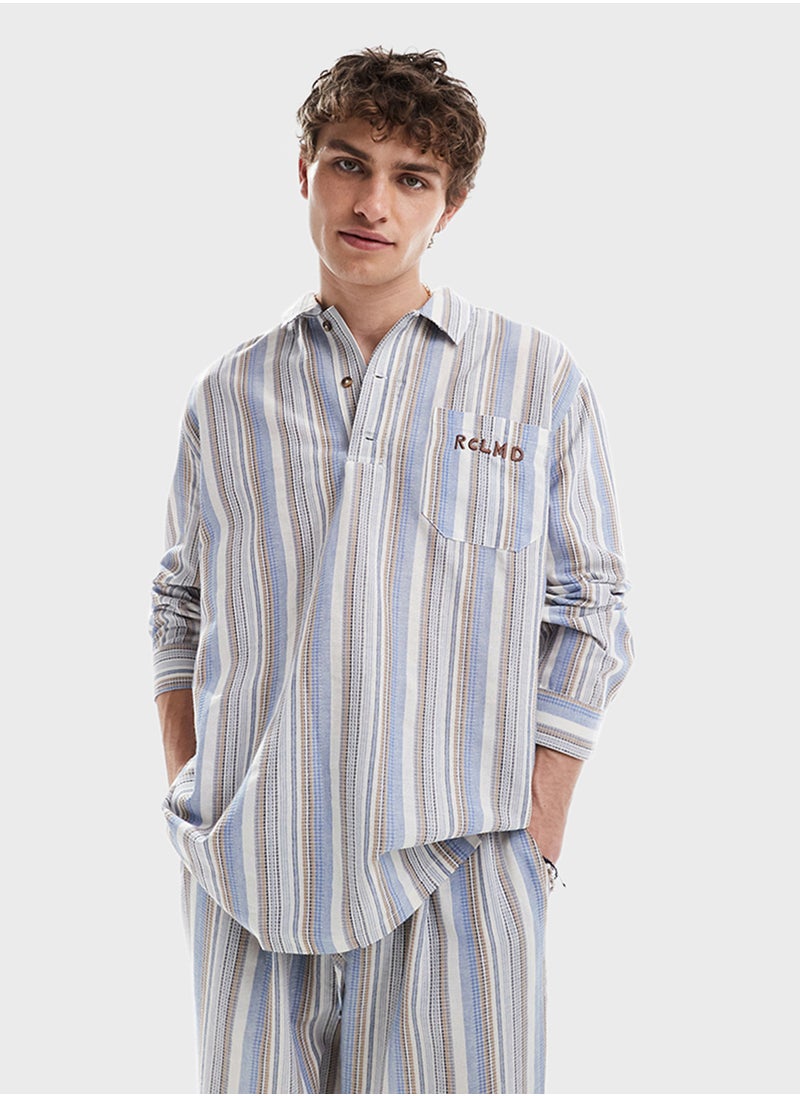 Reclaimed Vintage Stripe Relaxed Fit Shirt  - Image 1