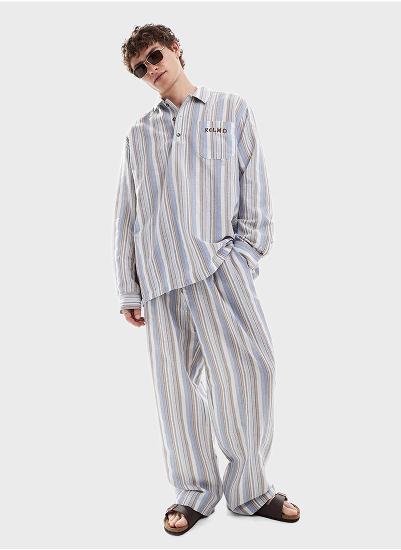 Reclaimed Vintage Stripe Relaxed Fit Shirt  - Image 4