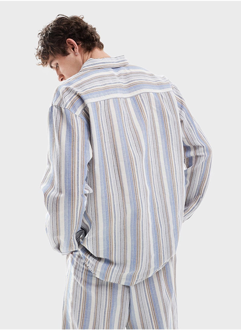 Reclaimed Vintage Stripe Relaxed Fit Shirt  - Image 2