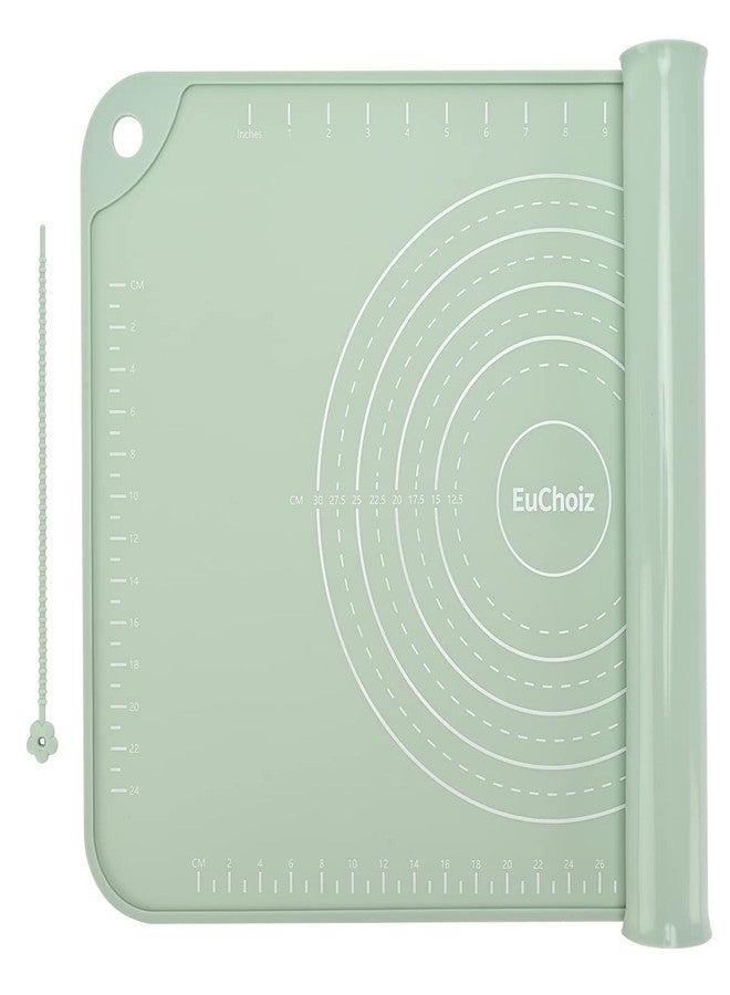 EuChoiz Silicone Pastry Mat 28"*20" Extra Thick Non Stick Baking Mat Food Grade Silicone Dough Rolling Bake Mat with Edge Heightening Green - Image 1