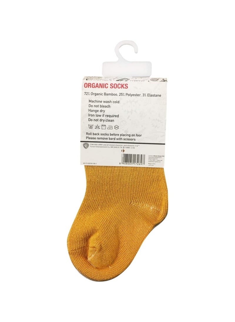 Tom & Jerry Tom & Jerry Bamboo Cotton Sock - Solid (Pack Of 2) - Grey & Brown 6-12M  - Image 2