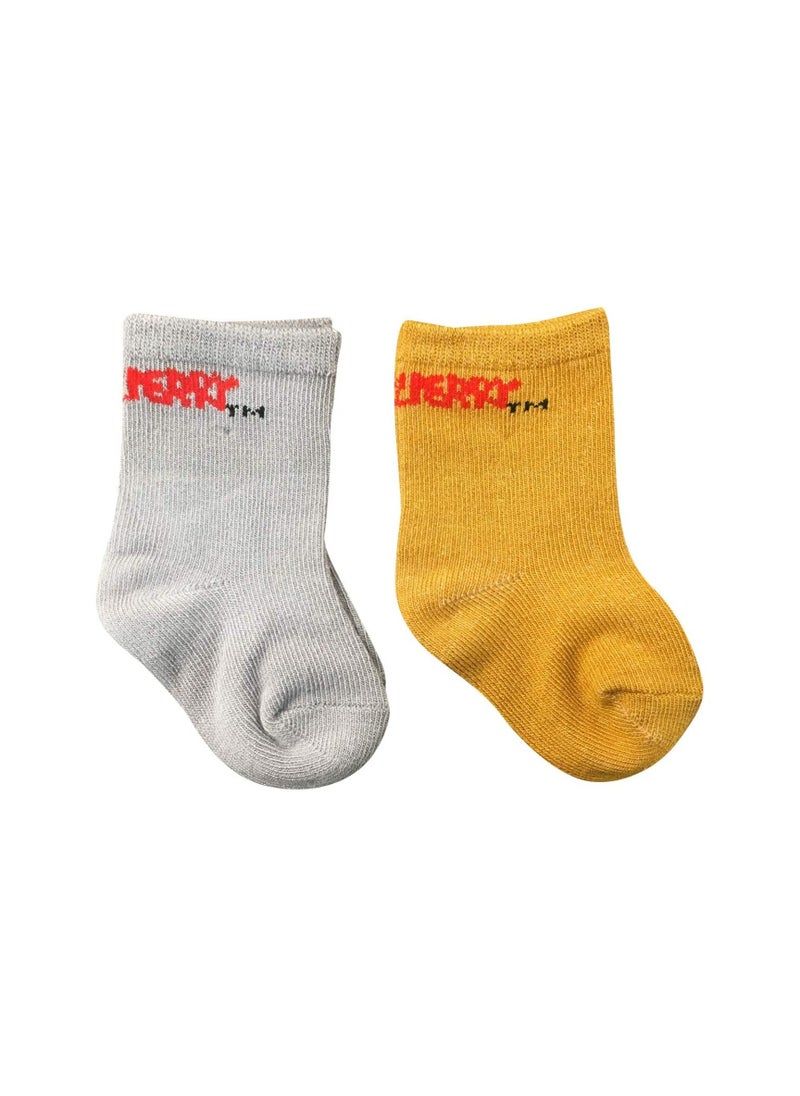 Tom & Jerry Tom & Jerry Bamboo Cotton Sock - Solid (Pack Of 2) - Grey & Brown 6-12M  - Image 3