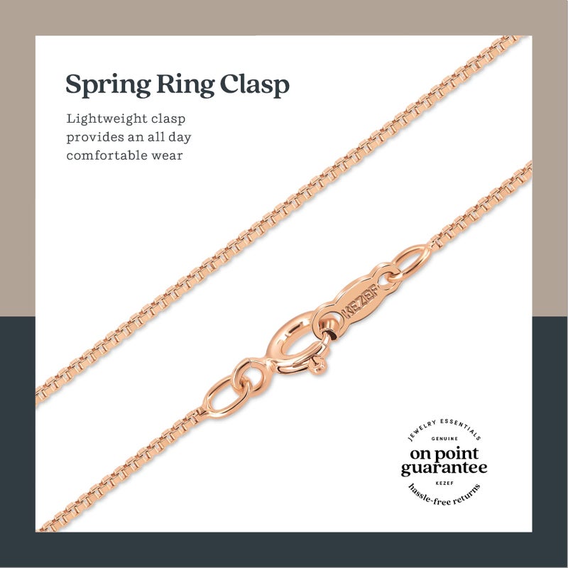 KEZEF Rose Gold Plated Silver Box Chain Necklace, 1mm Thin Solid 925 Rose Gold Necklace for Women and Men, Nickel Free, Hypoallergenic & Anti Tarnish, 18 Inch (Popular Women's Length) - Image 4