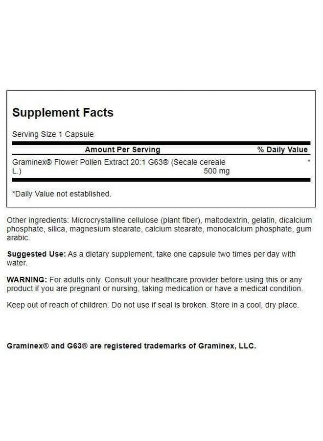 Swanson Maximum Strength Graminex Flower Pollen Extract - Supports Prostate Health, Urinary Tract Function & Kidneys - Mens Health Supplement - (60 Capsules, 500mg Each) (3 Pack) - Image 2