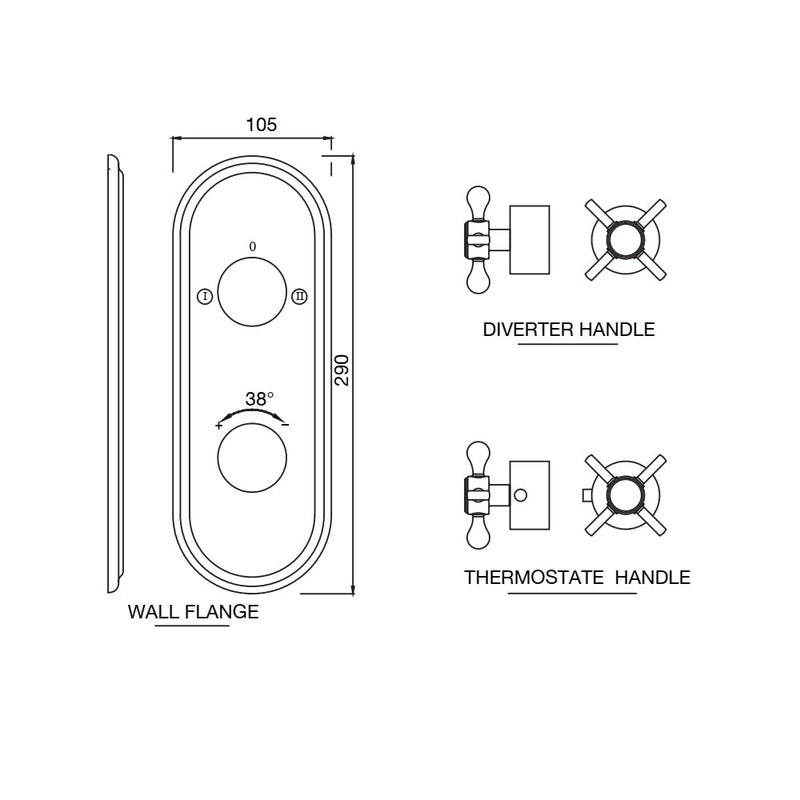 JAQUAR Queens Prime Series Normal Flow Concealed Fitting 2 Way Diverter Chrome QQPCHR7681KPM Compatible inWall Part ALD681 is Sold Separately Wall Mounted Knob Selector No Button - Image 4