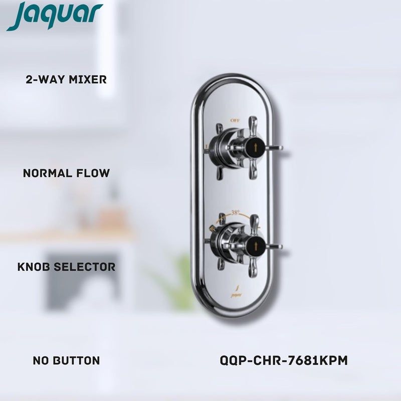 JAQUAR Queens Prime Series Normal Flow Concealed Fitting 2 Way Diverter Chrome QQPCHR7681KPM Compatible inWall Part ALD681 is Sold Separately Wall Mounted Knob Selector No Button - Image 2