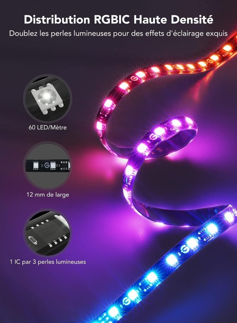 Govee Envisual TV Backlight T2 with Dual Cameras, 11.8ft RGBIC Wi-Fi TV LED Backlights for 55-65 inch TVs, Double TV Light Beads, Adapts to Ultra-Thin TVs, Smart App Control, Music Sync, H605C - Image 2