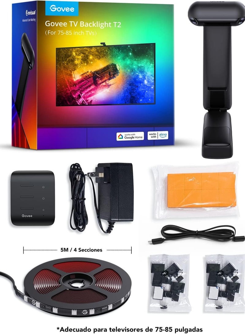Govee Envisual TV Backlight T2 with Dual Cameras, 11.8ft RGBIC Wi-Fi TV LED Backlights for 55-65 inch TVs, Double TV Light Beads, Adapts to Ultra-Thin TVs, Smart App Control, Music Sync, H605C - Image 5