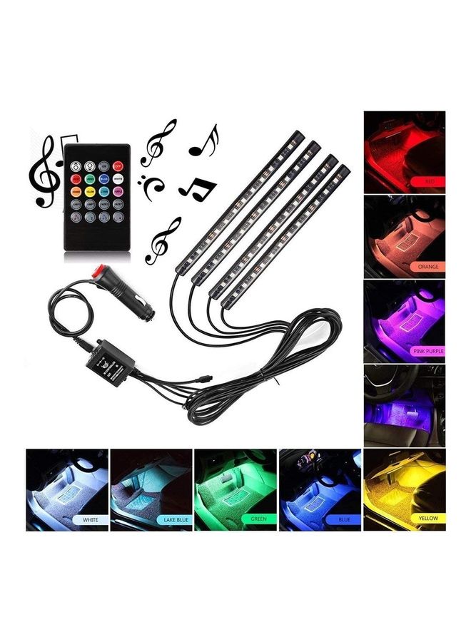 شريط إضاءة LED و موسيقى داخلي للسيارة من 4 قطع