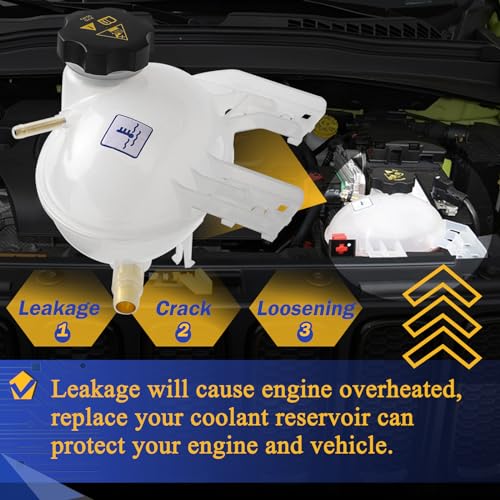 Coolant Reservoir Radiator Expansion Tank For Jeep Models For Compass 2017 2022 & 2015 2022, Compatible With Part Numbers 68289857AA