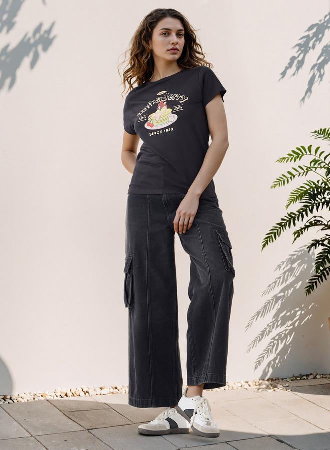 SP Characters Tom and Jerry Print Crew Neck T-shirt - Image 2