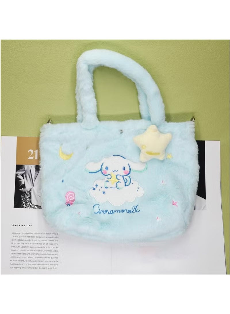 JOGAMS Adorable Cinnamoroll Plush Crossbody Bag Soft Fluffy Lolita Shoulder Bag Cute Cartoon Dog Wallet Fluffy Purse Coin Pouch for Women and Girls  - Image 2