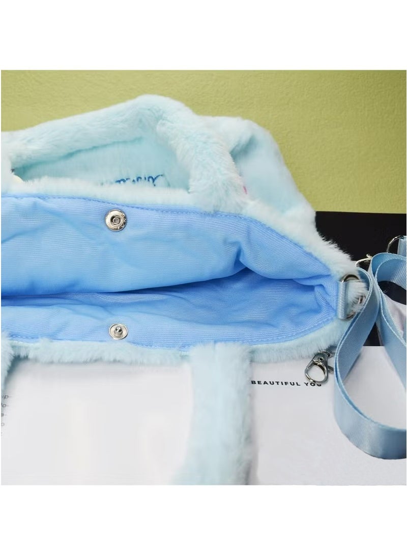 JOGAMS Adorable Cinnamoroll Plush Crossbody Bag Soft Fluffy Lolita Shoulder Bag Cute Cartoon Dog Wallet Fluffy Purse Coin Pouch for Women and Girls  - Image 5