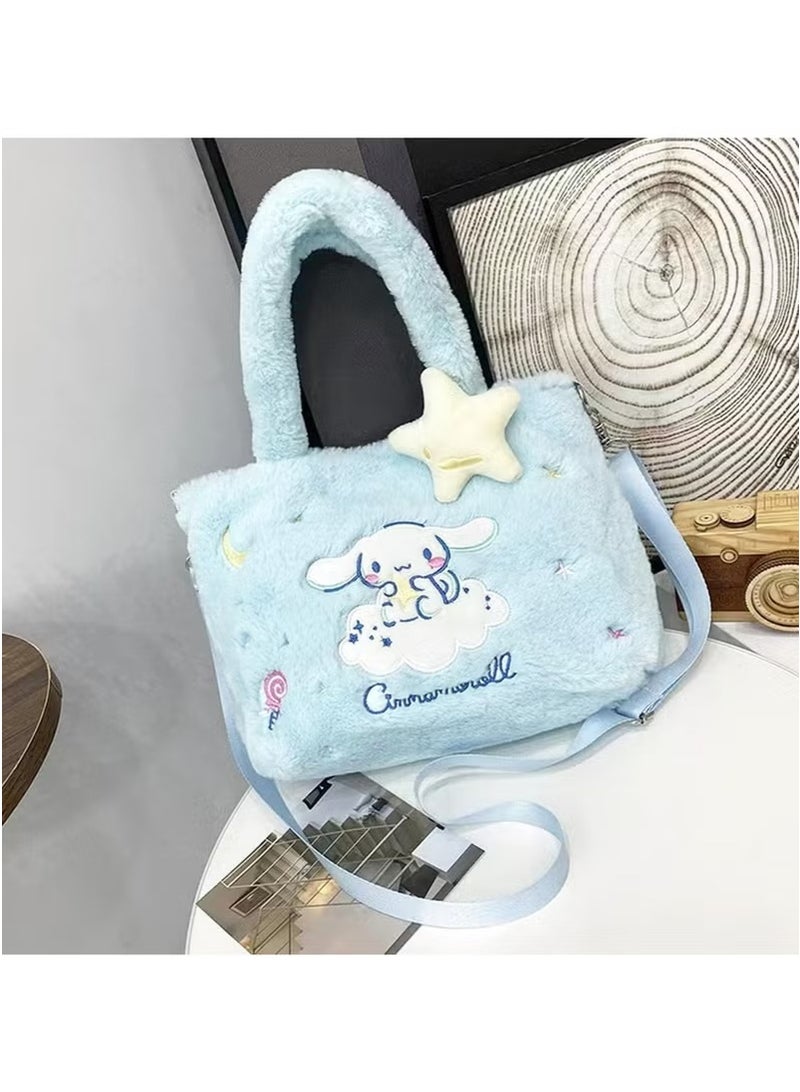 JOGAMS Adorable Cinnamoroll Plush Crossbody Bag Soft Fluffy Lolita Shoulder Bag Cute Cartoon Dog Wallet Fluffy Purse Coin Pouch for Women and Girls  - Image 4