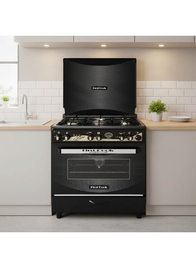 First Cook Black Gold Cooker 5 Burners with Auto Ignition 80x60cm - Image 2