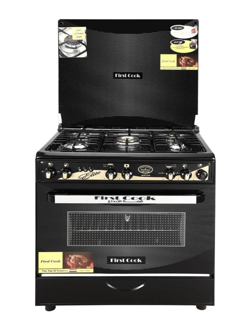 First Cook Black Gold Cooker 5 Burners with Auto Ignition 80x60cm - Image 1