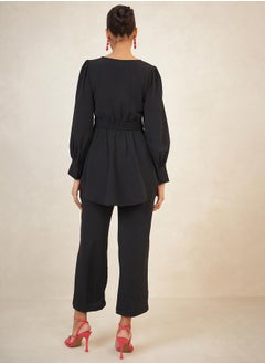 Femmella Solid Longline Curved Hem Top & Pants Co-Ords  - Image 3