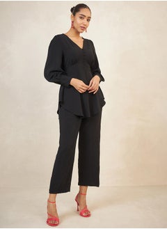Femmella Solid Longline Curved Hem Top & Pants Co-Ords  - Image 2