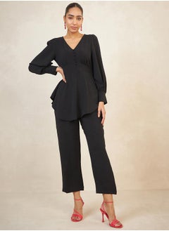 Femmella Solid Longline Curved Hem Top & Pants Co-Ords  - Image 1