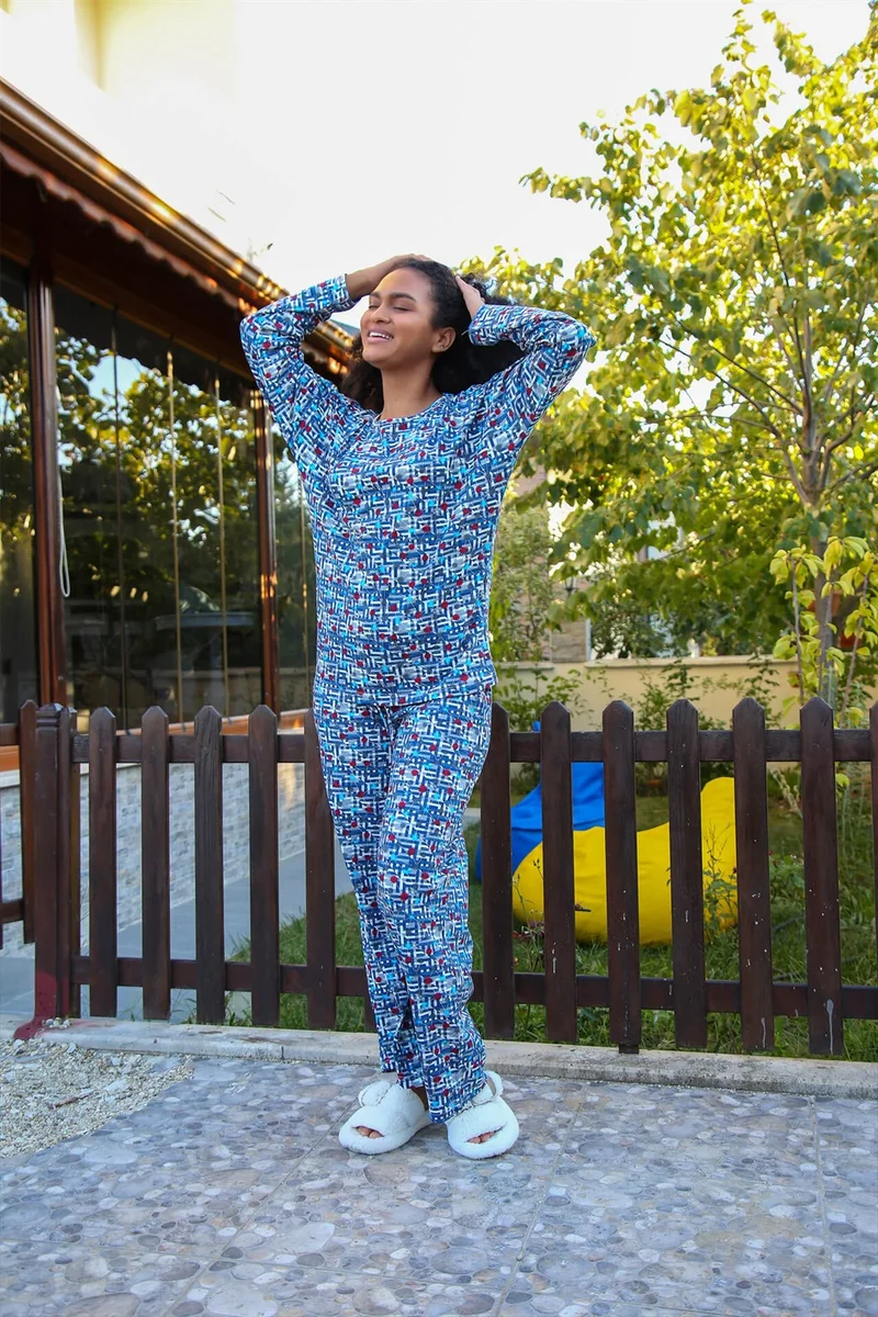 اكبينيز Women's Combed Cotton Wide Leg Pajamas Set 4125