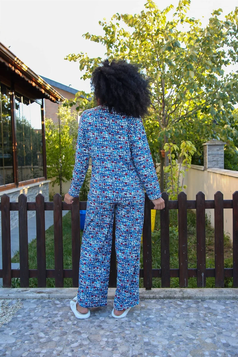 اكبينيز Women's Combed Cotton Wide Leg Pajamas Set 4125