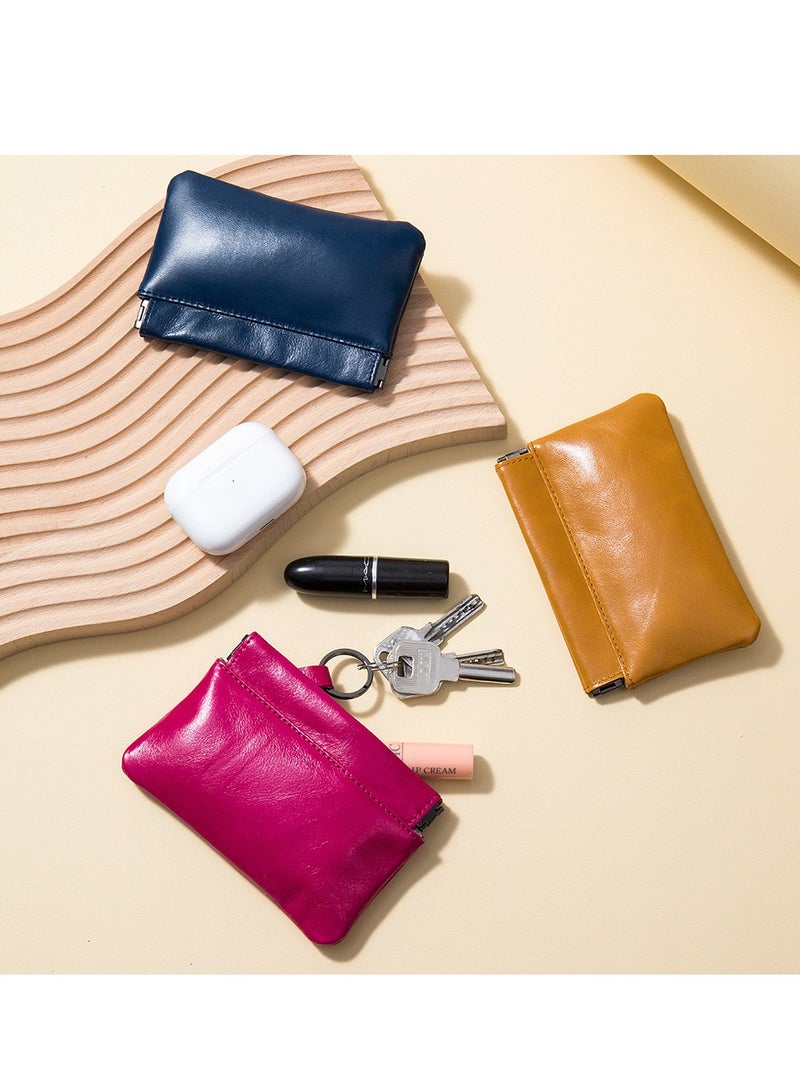 Meetion 1 Piece Mini PU Leather Coins Purse Changes and Cards Holder Squeeze Small Pouch Pink - Image 3